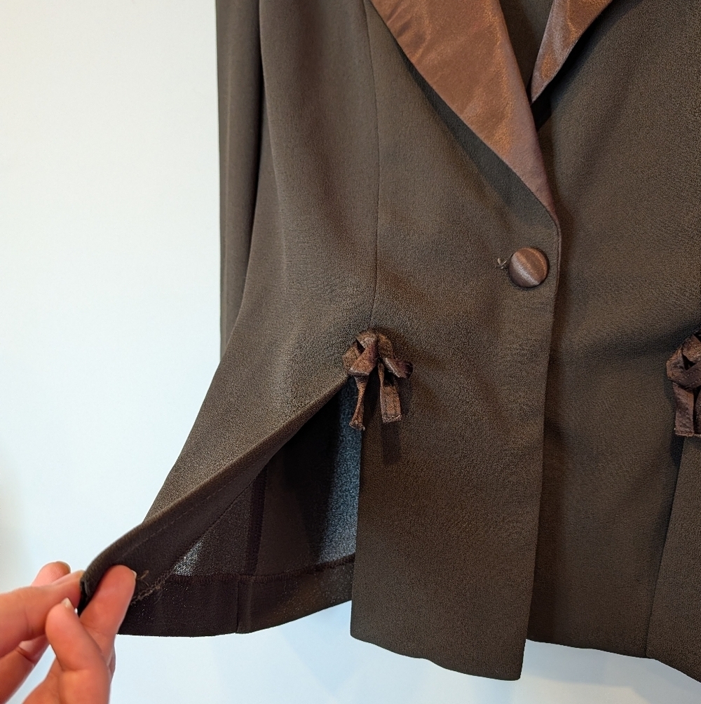 Joseph Ribkoff Y2K Made in Canada Satin Trim Blazer 12 - Picture 10 of 13